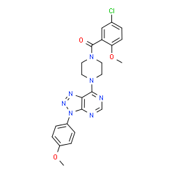 ChemSpider 2D Image | (5-Chloro-2-methoxyphenyl){4-[3-(4-methoxyphenyl)-3H-[1,2,3]triazolo[4,5-d]pyrimidin-7-yl]-1-piperazinyl}methanone | C23H22ClN7O3