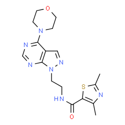 ChemSpider 2D Image | 2,4-Dimethyl-N-{2-[4-(4-morpholinyl)-1H-pyrazolo[3,4-d]pyrimidin-1-yl]ethyl}-1,3-thiazole-5-carboxamide | C17H21N7O2S