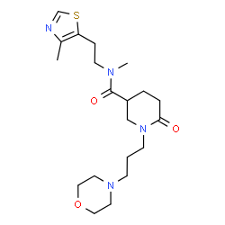 ChemSpider 2D Image | N-Methyl-N-[2-(4-methyl-1,3-thiazol-5-yl)ethyl]-1-[3-(4-morpholinyl)propyl]-6-oxo-3-piperidinecarboxamide | C20H32N4O3S