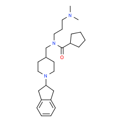 ChemSpider 2D Image | N-{[1-(2,3-Dihydro-1H-inden-2-yl)-4-piperidinyl]methyl}-N-[3-(dimethylamino)propyl]cyclopentanecarboxamide | C26H41N3O