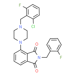 ChemSpider 2D Image | 4-[4-(2-Chloro-6-fluorobenzyl)-1-piperazinyl]-2-(2-fluorobenzyl)-1H-isoindole-1,3(2H)-dione | C26H22ClF2N3O2