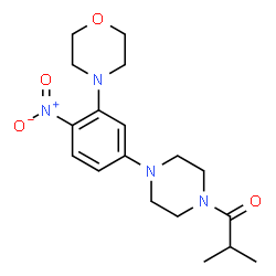 ChemSpider 2D Image | 2-Methyl-1-{4-[3-(4-morpholinyl)-4-nitrophenyl]-1-piperazinyl}-1-propanone | C18H26N4O4