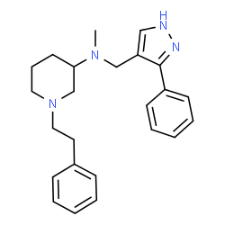 ChemSpider 2D Image | N-Methyl-1-(2-phenylethyl)-N-[(3-phenyl-1H-pyrazol-4-yl)methyl]-3-piperidinamine | C24H30N4