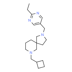 ChemSpider 2D Image | 7-(Cyclobutylmethyl)-2-[(2-ethyl-5-pyrimidinyl)methyl]-2,7-diazaspiro[4.5]decane | C20H32N4