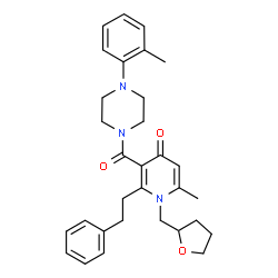 ChemSpider 2D Image | 6-Methyl-3-{[4-(2-methylphenyl)-1-piperazinyl]carbonyl}-2-(2-phenylethyl)-1-(tetrahydro-2-furanylmethyl)-4(1H)-pyridinone | C31H37N3O3