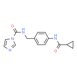ChemSpider 2D Image | N-{4-[(Cyclopropylcarbonyl)amino]benzyl}-1H-imidazole-1-carboxamide | C15H16N4O2