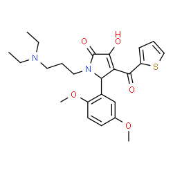 ChemSpider 2D Image | 1-[3-(Diethylamino)propyl]-5-(2,5-dimethoxyphenyl)-3-hydroxy-4-(2-thienylcarbonyl)-1,5-dihydro-2H-pyrrol-2-one | C24H30N2O5S