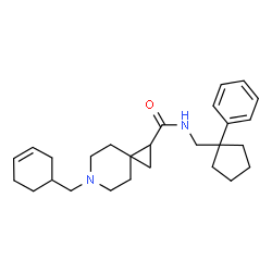 ChemSpider 2D Image | 6-(3-Cyclohexen-1-ylmethyl)-N-[(1-phenylcyclopentyl)methyl]-6-azaspiro[2.5]octane-1-carboxamide | C27H38N2O