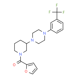 ChemSpider 2D Image | 2-Furyl(3-{4-[3-(trifluoromethyl)phenyl]-1-piperazinyl}-1-piperidinyl)methanone | C21H24F3N3O2