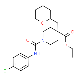 ChemSpider 2D Image | Ethyl 1-[(4-chlorophenyl)carbamoyl]-4-(tetrahydro-2H-pyran-2-ylmethyl)-4-piperidinecarboxylate | C21H29ClN2O4
