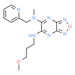 ChemSpider 2D Image | N'-(3-Methoxypropyl)-N-methyl-N-(2-pyridinylmethyl)[1,2,5]oxadiazolo[3,4-b]pyrazine-5,6-diamine | C15H19N7O2