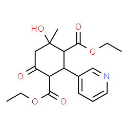 ChemSpider 2D Image | diethyl 4-hydroxy-4-methyl-6-oxo-2-pyridin-3-ylcyclohexane-1,3-dicarboxylate | C18H23NO6