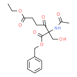 ChemSpider 2D Image | 1-Benzyl 6-ethyl 2-acetamido-2-(hydroxymethyl)-3-oxohexanedioate | C18H23NO7