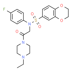 ChemSpider 2D Image | N-[2-(4-Ethyl-1-piperazinyl)-2-oxoethyl]-N-(4-fluorophenyl)-2,3-dihydro-1,4-benzodioxine-6-sulfonamide | C22H26FN3O5S