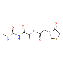ChemSpider 2D Image | 1-[(Methylcarbamoyl)amino]-1-oxo-2-propanyl (4-oxo-1,3-thiazolidin-3-yl)acetate | C10H15N3O5S