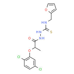 ChemSpider 2D Image | 2-[2-(2,5-Dichlorophenoxy)propanoyl]-N-(2-furylmethyl)hydrazinecarbothioamide | C15H15Cl2N3O3S