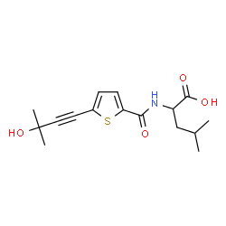 ChemSpider 2D Image | N-{[5-(3-Hydroxy-3-methyl-1-butyn-1-yl)-2-thienyl]carbonyl}leucine | C16H21NO4S