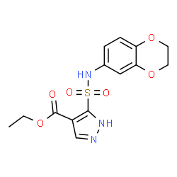 ChemSpider 2D Image | Ethyl 5-(2,3-dihydro-1,4-benzodioxin-6-ylsulfamoyl)-1H-pyrazole-4-carboxylate | C14H15N3O6S
