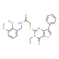 ChemSpider 2D Image | N-(2,3-Dimethoxybenzyl)-2-[(3-ethyl-4-oxo-7-phenyl-3,4-dihydrothieno[3,2-d]pyrimidin-2-yl)sulfanyl]acetamide | C25H25N3O4S2