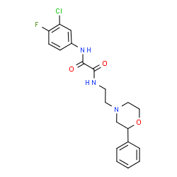 ChemSpider 2D Image | N-(3-Chloro-4-fluorophenyl)-N'-[2-(2-phenyl-4-morpholinyl)ethyl]ethanediamide | C20H21ClFN3O3
