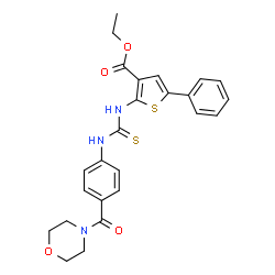 ChemSpider 2D Image | Ethyl 2-({[4-(4-morpholinylcarbonyl)phenyl]carbamothioyl}amino)-5-phenyl-3-thiophenecarboxylate | C25H25N3O4S2