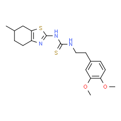 ChemSpider 2D Image | 1-[2-(3,4-Dimethoxyphenyl)ethyl]-3-(6-methyl-4,5,6,7-tetrahydro-1,3-benzothiazol-2-yl)thiourea | C19H25N3O2S2