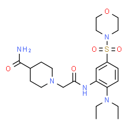 ChemSpider 2D Image | 1-(2-{[2-(Diethylamino)-5-(4-morpholinylsulfonyl)phenyl]amino}-2-oxoethyl)-4-piperidinecarboxamide | C22H35N5O5S