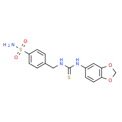 ChemSpider 2D Image | 4-{[(1,3-Benzodioxol-5-ylcarbamothioyl)amino]methyl}benzenesulfonamide | C15H15N3O4S2