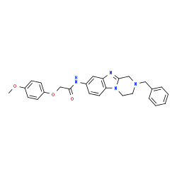 ChemSpider 2D Image | N-(2-Benzyl-1,2,3,4-tetrahydropyrazino[1,2-a]benzimidazol-8-yl)-2-(4-methoxyphenoxy)acetamide | C26H26N4O3
