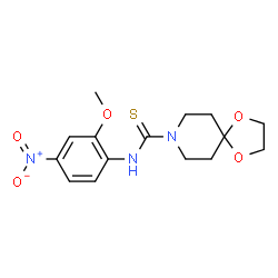 ChemSpider 2D Image | N-(2-Methoxy-4-nitrophenyl)-1,4-dioxa-8-azaspiro[4.5]decane-8-carbothioamide | C15H19N3O5S