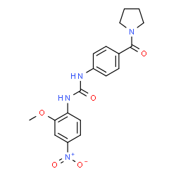 ChemSpider 2D Image | 1-(2-Methoxy-4-nitrophenyl)-3-[4-(1-pyrrolidinylcarbonyl)phenyl]urea | C19H20N4O5