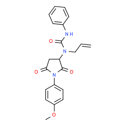 ChemSpider 2D Image | 1-Allyl-1-[1-(4-methoxyphenyl)-2,5-dioxo-3-pyrrolidinyl]-3-phenylurea | C21H21N3O4