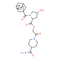 ChemSpider 2D Image | 2-(4-Carbamoyl-1-piperidinyl)-2-oxoethyl 1-(adamantan-1-ylcarbonyl)-4-hydroxyprolinate | C24H35N3O6