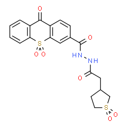 ChemSpider 2D Image | N'-[(1,1-Dioxidotetrahydro-3-thiophenyl)acetyl]-9-oxo-9H-thioxanthene-3-carbohydrazide 10,10-dioxide | C20H18N2O7S2