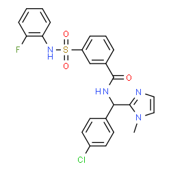 ChemSpider 2D Image | N-[(4-Chlorophenyl)(1-methyl-1H-imidazol-2-yl)methyl]-3-[(2-fluorophenyl)sulfamoyl]benzamide | C24H20ClFN4O3S