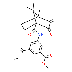 ChemSpider 2D Image | Dimethyl 5-{[(4,7,7-trimethyl-2,3-dioxobicyclo[2.2.1]hept-1-yl)carbonyl]amino}isophthalate | C21H23NO7