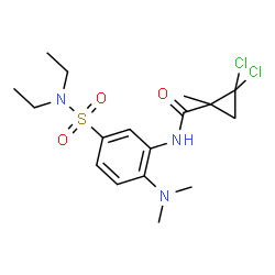 ChemSpider 2D Image | 2,2-Dichloro-N-[5-(diethylsulfamoyl)-2-(dimethylamino)phenyl]-1-methylcyclopropanecarboxamide | C17H25Cl2N3O3S