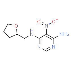 ChemSpider 2D Image | 5-Nitro-N-(tetrahydro-2-furanylmethyl)-4,6-pyrimidinediamine | C9H13N5O3