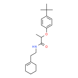 ChemSpider 2D Image | N-[2-(1-Cyclohexen-1-yl)ethyl]-2-[4-(2-methyl-2-propanyl)phenoxy]propanamide | C21H31NO2