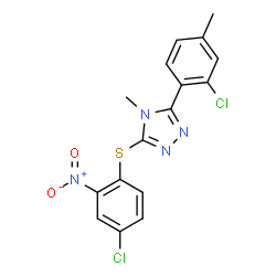 ChemSpider 2D Image | 3-(2-Chloro-4-methylphenyl)-5-[(4-chloro-2-nitrophenyl)sulfanyl]-4-methyl-4H-1,2,4-triazole | C16H12Cl2N4O2S