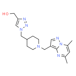 ChemSpider 2D Image | [1-({1-[(5,7-Dimethylpyrazolo[1,5-a]pyrimidin-3-yl)methyl]-4-piperidinyl}methyl)-1H-1,2,3-triazol-4-yl]methanol | C18H25N7O