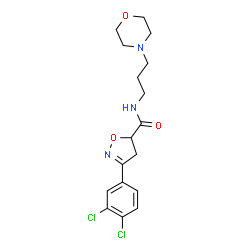 ChemSpider 2D Image | 3-(3,4-Dichlorophenyl)-N-[3-(4-morpholinyl)propyl]-4,5-dihydro-1,2-oxazole-5-carboxamide | C17H21Cl2N3O3