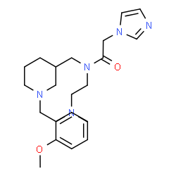 ChemSpider 2D Image | N-[2-(Dimethylamino)ethyl]-2-(1H-imidazol-1-yl)-N-{[1-(2-methoxybenzyl)-3-piperidinyl]methyl}acetamide | C23H35N5O2