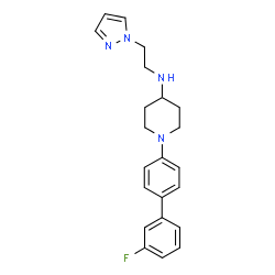 ChemSpider 2D Image | 1-(3'-Fluoro-4-biphenylyl)-N-[2-(1H-pyrazol-1-yl)ethyl]-4-piperidinamine | C22H25FN4