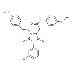 ChemSpider 2D Image | N-(4-Ethoxyphenyl)-2-{1-(3-methoxyphenyl)-3-[2-(4-methoxyphenyl)ethyl]-2,5-dioxo-4-imidazolidinyl}acetamide | C29H31N3O6