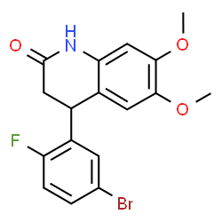 ChemSpider 2D Image | 4-(5-Bromo-2-fluorophenyl)-6,7-dimethoxy-3,4-dihydro-2(1H)-quinolinone | C17H15BrFNO3