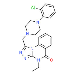ChemSpider 2D Image | 1-{[4-(2-Chlorophenyl)-1-piperazinyl]methyl}-4-ethyl[1,2,4]triazolo[4,3-a]quinazolin-5(4H)-one | C22H23ClN6O