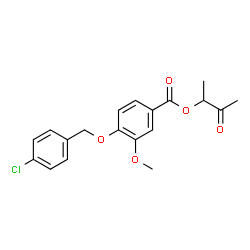 ChemSpider 2D Image | 3-Oxo-2-butanyl 4-[(4-chlorobenzyl)oxy]-3-methoxybenzoate | C19H19ClO5