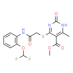 ChemSpider 2D Image | Methyl 4-[(2-{[2-(difluoromethoxy)phenyl]amino}-2-oxoethyl)sulfanyl]-6-methyl-2-oxo-1,2-dihydro-5-pyrimidinecarboxylate | C16H15F2N3O5S