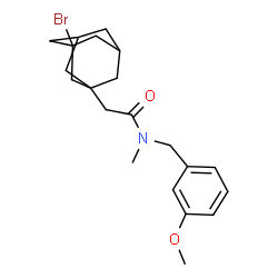 ChemSpider 2D Image | 2-(3-Bromoadamantan-1-yl)-N-(3-methoxybenzyl)-N-methylacetamide | C21H28BrNO2